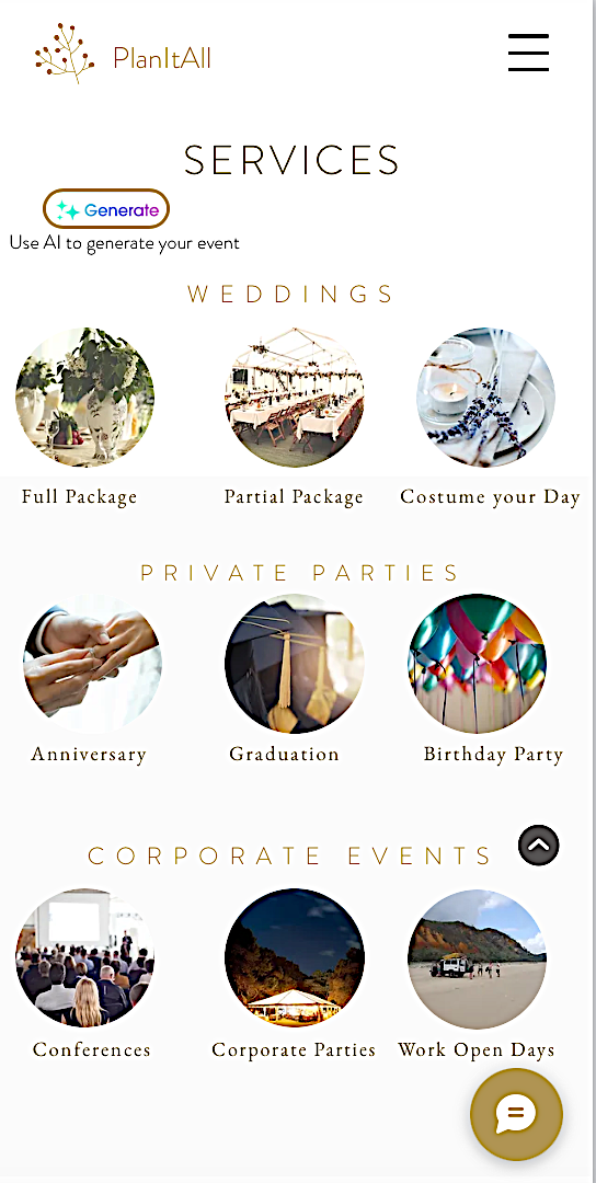 Services Page with AI Generate button