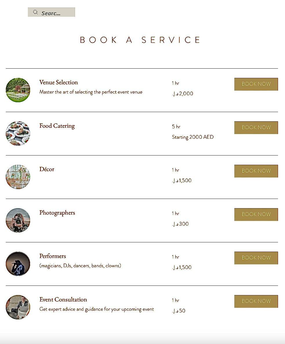 Booking a Service Page